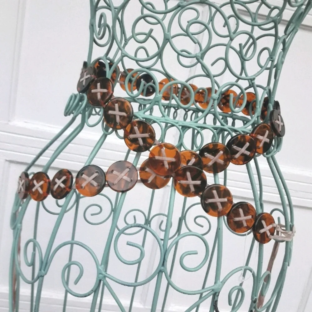 Chain Belt Tortoise Shell Buttons Retro Vintage - Picture 2 of 14